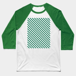 Green and White Candy Cane Stripes Diagonal Lines Baseball T-Shirt